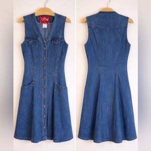 Vintage Y2K Outlaw Denim Dress Made USA Button Front Western Size 11